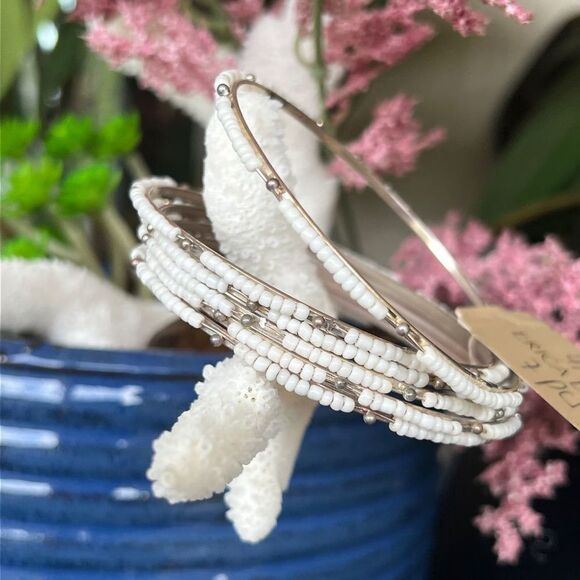 White Seed Bead Stacking Erica Lyons Fashion Bracelet $16ea / 3 for $25 - Picture 4 of 7